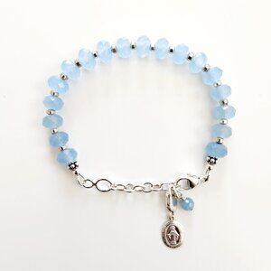 MARY  CHARM STERLING SILVER LT BLUE AGATE BRACELET